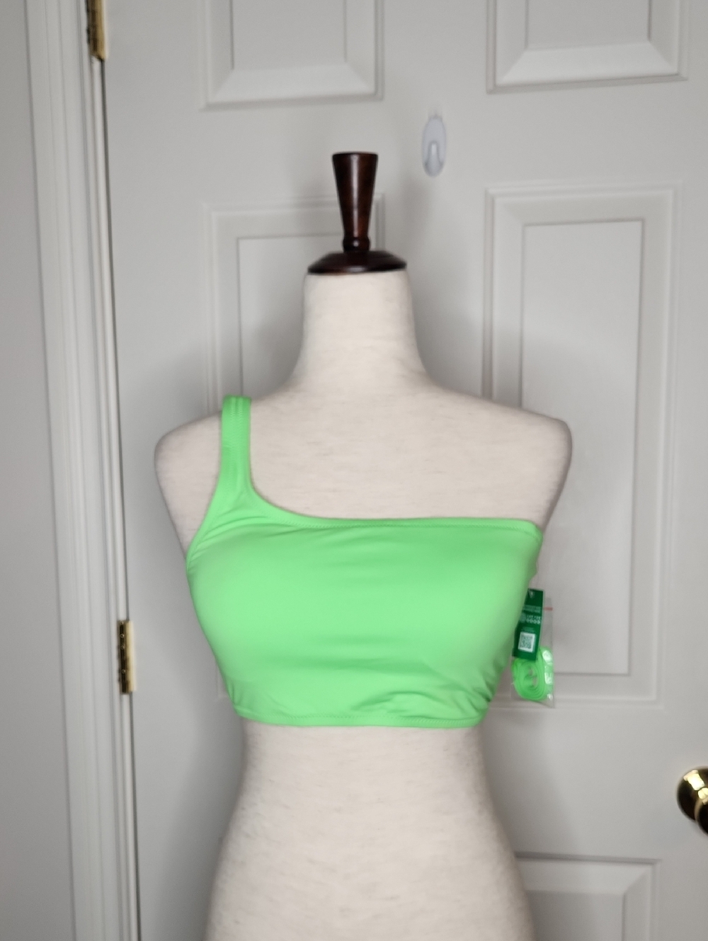 Gap Recycled One Shoulder Electric Green Bikini Top Only Size M NWT